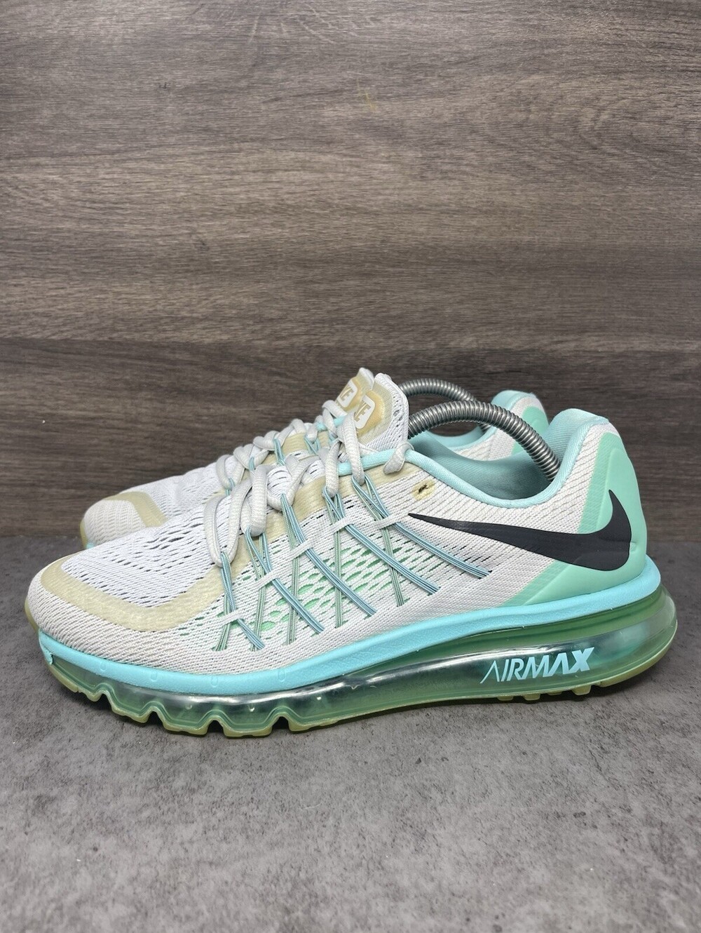 Nike Air Max 2015 Womens Size 10 White Mint Green Running Shoes 698903-007